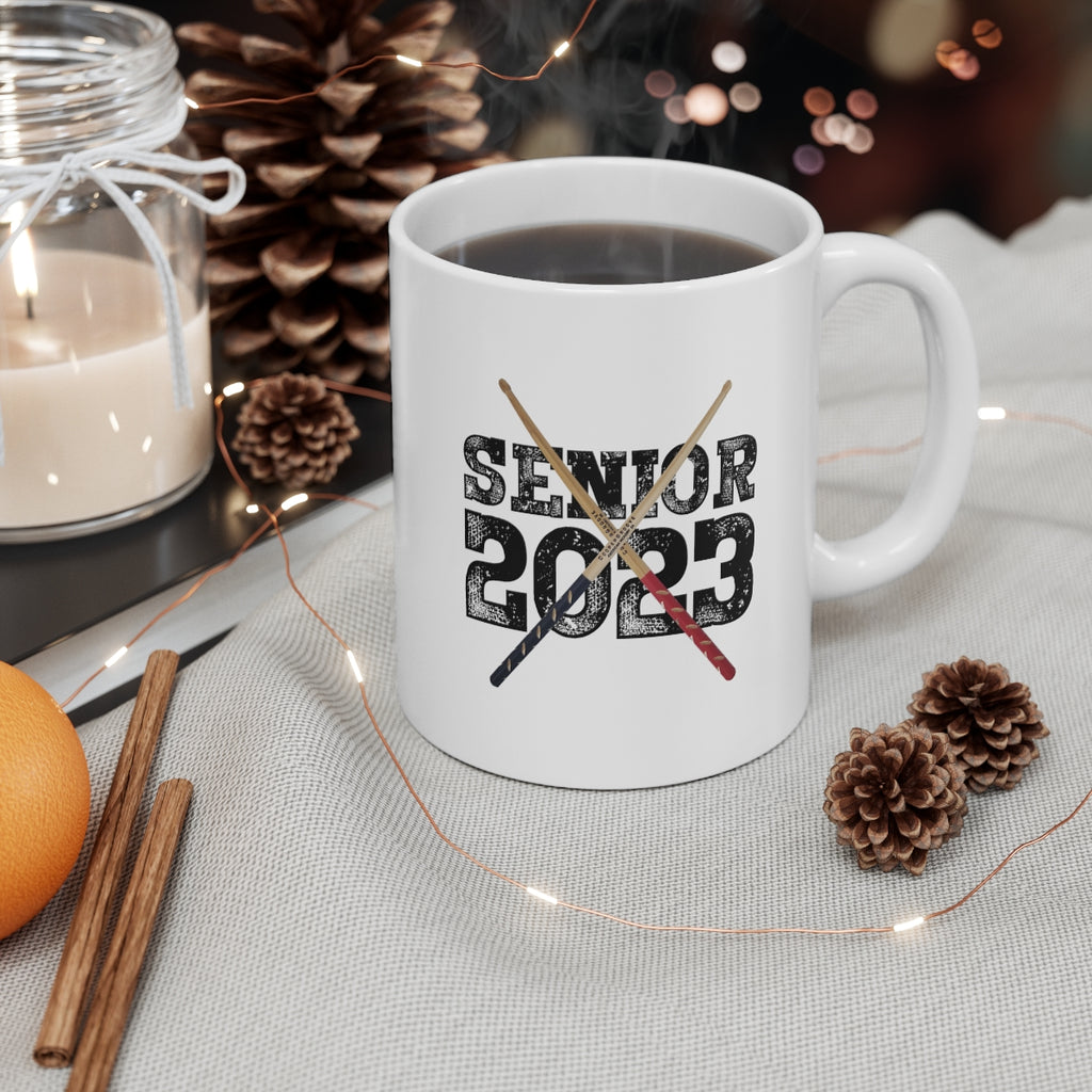 Senior 2023 - Black Lettering - Drumsticks - 11oz White Mug