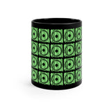 Vintage Green Glitter Dots - Snare Drum - 11oz Black Mug - Pattern