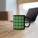 Vintage Green Glitter Dots - Drumsticks - 11oz Black Mug - Pattern