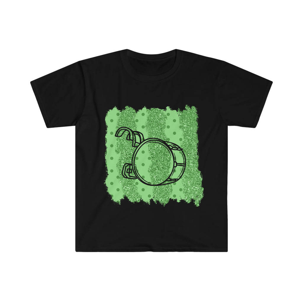 Vintage Green Glitter Dots - Bass Drum - Unisex Softstyle T-Shirt