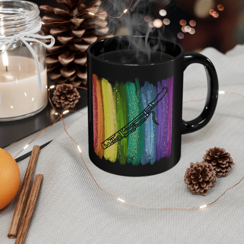 Vintage Rainbow Paint - Bassoon - 11oz Black Mug