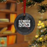 Senior 2023 - White Lettering - Drumsticks - Metal Ornament