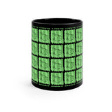 Vintage Green Glitter Dots - Bass Drum - 11oz Black Mug - Pattern