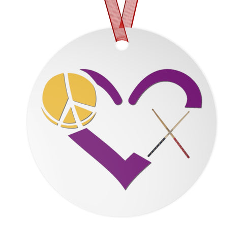 Peace, Love, Drumsticks - Metal Ornament