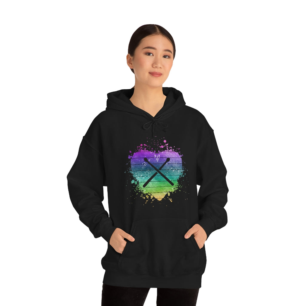 Vintage Rainbow Cloud Heart - Drumsticks - Hoodie