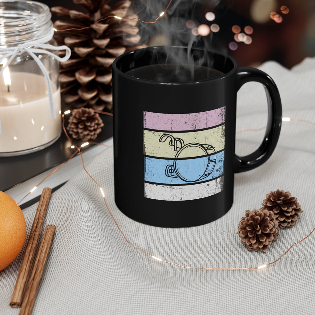 Vintage Grunge Pastel Lines - Bass Drum - 11oz Black Mug