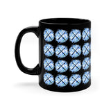 Vintage Blue White Tie Dye - Drumsticks - 11oz Black Mug - Pattern