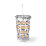 Vintage Blue Burlap - Drumsticks - Suave Acrylic Cup - Pattern