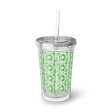 Vintage Green Glitter Dots - Snare Drum - Suave Acrylic Cup - Pattern