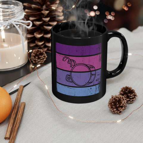 Vintage Grunge Purple Lines - Bass Drum - 11 oz Black Mug