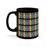 Vintage Rainbow Paint - Bass Drum - 11oz Black Mug - Pattern