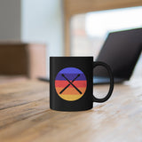 Vintage Grunge Circle Sunset - Drumsticks - 11oz Black Mug