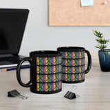 Vintage Rainbow Paint - Drumsticks - 11oz Black Mug - Pattern