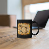 Vintage Yellow Burlap - Bass Drum - 11oz Black Mug