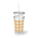 Vintage Yellow Burlap - Bass Drum - Suave Acrylic Cup - Pattern