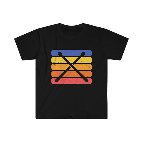 Vintage Grunge Lines Sunset - Drumsticks - Unisex Softstyle T-Shirt