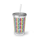 Vintage Rainbow Paint - Drumsticks - Suave Acrylic Cup - Pattern