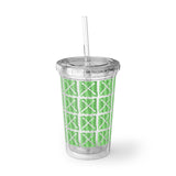 Vintage Green Glitter Dots - Drumsticks - Suave Acrylic Cup - Pattern