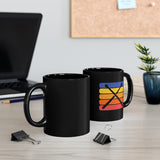 Vintage Grunge Lines Sunset - Drumsticks - 11oz Black Mug