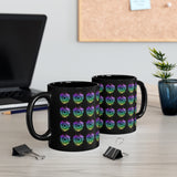 Vintage Rainbow Cloud Heart - Snare Drum - 11oz Black Mug - Pattern