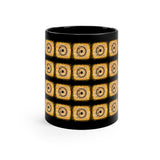 Vintage Yellow Burlap - Snare Drum - 11oz Black Mug - Pattern