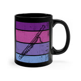 Vintage Grunge Purple Lines - Bassoon - 11oz Black Mug