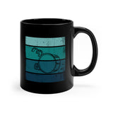 Vintage Grunge Blue Lines - Bass Drum - 11oz Black Mug