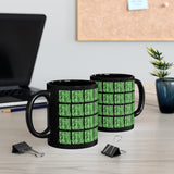 Vintage Green Glitter Dots - Cymbals - 11oz Black Mug - Pattern