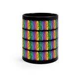 Vintage Rainbow Paint - Cymbals - 11oz Black Mug - Pattern