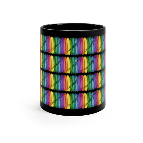 Vintage Rainbow Paint - Bassoon - 11oz Black Mug - Pattern