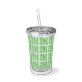 Vintage Green Glitter Dots - Cymbals - Suave Acrylic Cup - Pattern