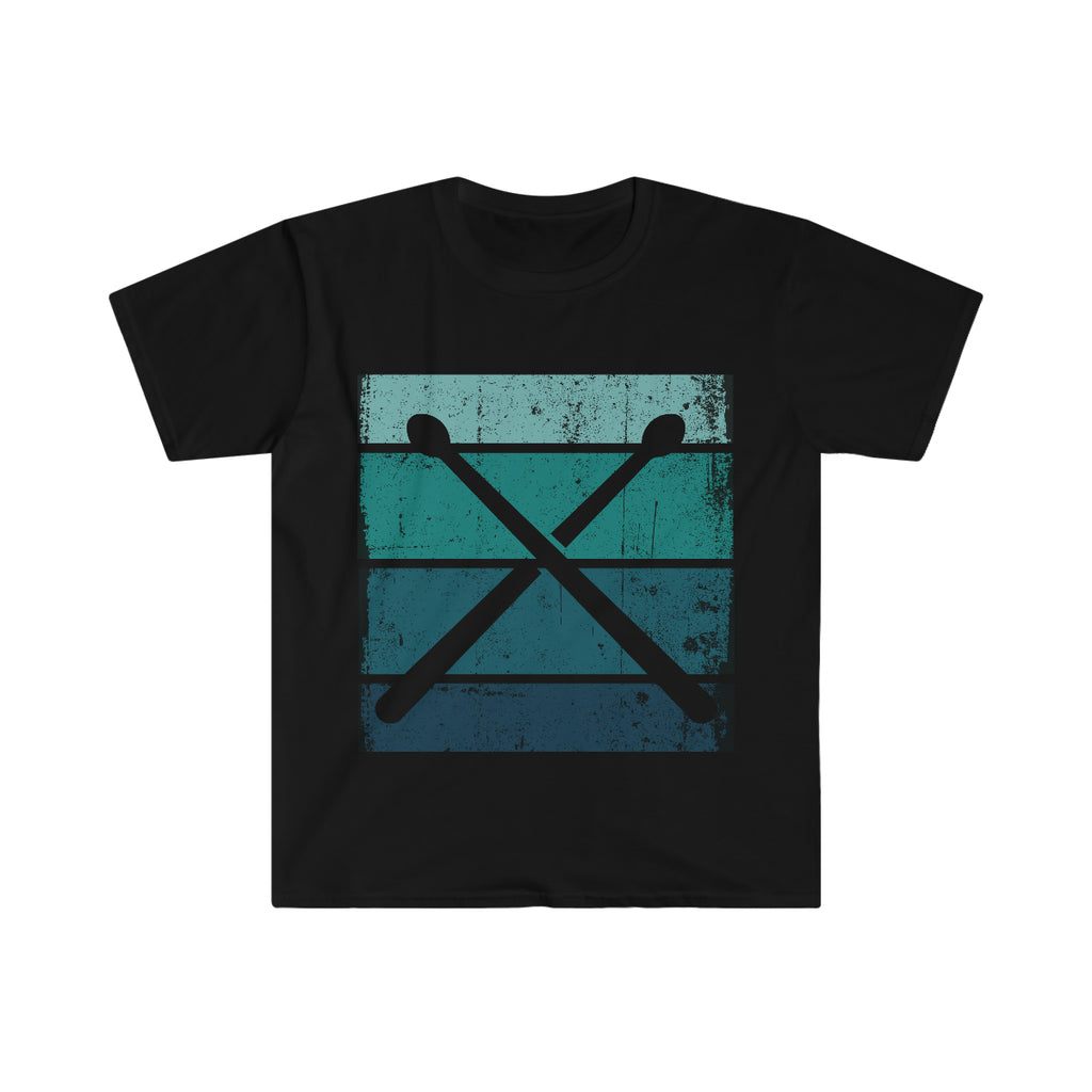 Vintage Grunge Blue Lines - Drumsticks - Unisex Softstyle T-Shirt