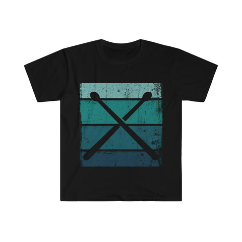 Vintage Grunge Blue Lines - Drumsticks - Unisex Softstyle T-Shirt