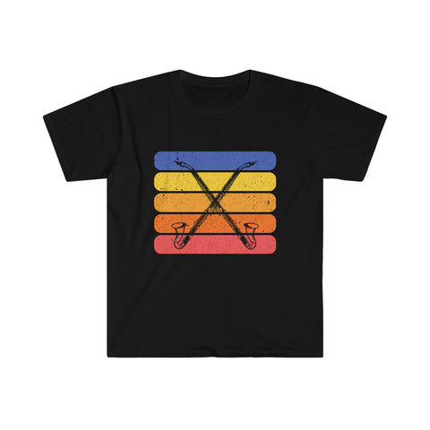 Vintage Grunge Lines Sunset - Bass Clarinet - Unisex Softstyle T-Shirt