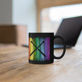 Vintage Rainbow Paint - Drumsticks - 11oz Black Mug