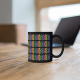 Vintage Rainbow Paint - Snare Drum - 11oz Black Mug - Pattern