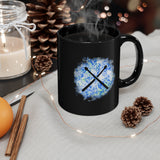 Vintage Blue White Tie Dye - Drumsticks - 11oz Black Mug