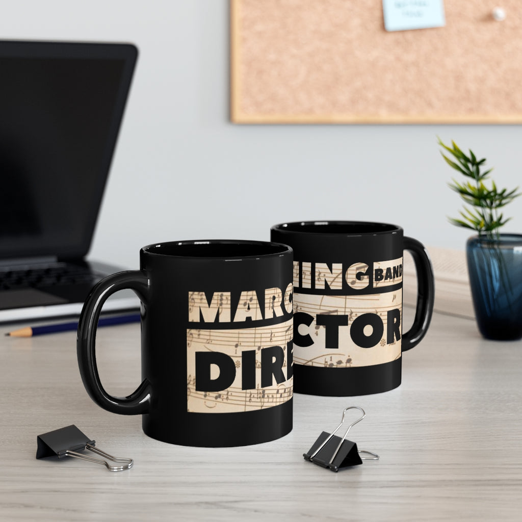 Marching Band Director - Tan Notes - 11oz Black Mug