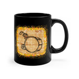 Vintage Yellow Burlap - Bass Drum - 11oz Black Mug