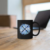 Vintage Blue White Tie Dye - Drumsticks - 11oz Black Mug