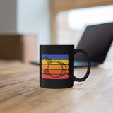 Vintage Grunge Lines Sunset - Bass Drum - 11oz Black Mug