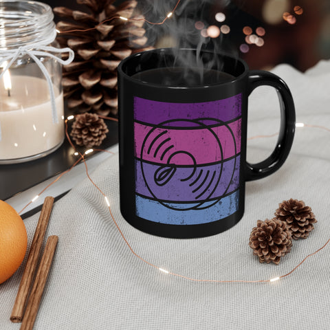 Vintage Grunge Purple Lines - Cymbals - 11oz Black Mug