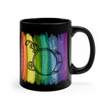 Vintage Rainbow Paint - Bass Drum - 11oz Black Mug