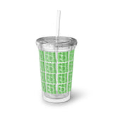 Vintage Green Glitter Dots - Bass Drum - Suave Acrylic Cup - Pattern