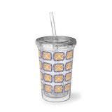 Vintage Blue Burlap - Drumsticks - Suave Acrylic Cup - Pattern