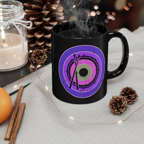 Vintage Grunge Purple Circle - Snare Drum - 11oz Black Mug