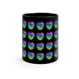 Vintage Rainbow Cloud Heart - Bassoon - 11oz Black Mug - Pattern
