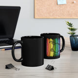 Vintage Rainbow Paint - Bass Drum - 11oz Black Mug