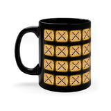 Vintage Yellow Burlap - Drumsticks - 11oz Black Mug - Pattern