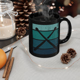 Vintage Grunge Blue Lines - Drumsticks - 11oz Black Mug